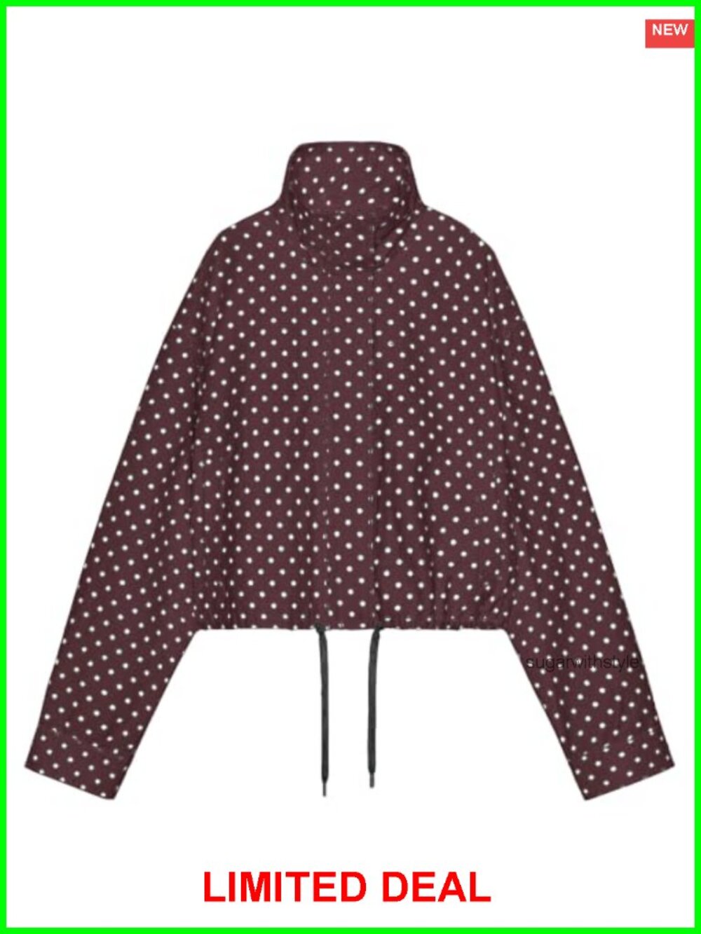 Women Lightweight Polka Dot Zip Up Cropped Bomber Jacket